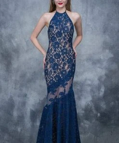 Nina Canacci - 2141 Lace Illusion Panel Sheath Gown Formal Gowns 16 Nina Canacci - 2141 Lace Illusion Panel Sheath Gown Formal Gowns
