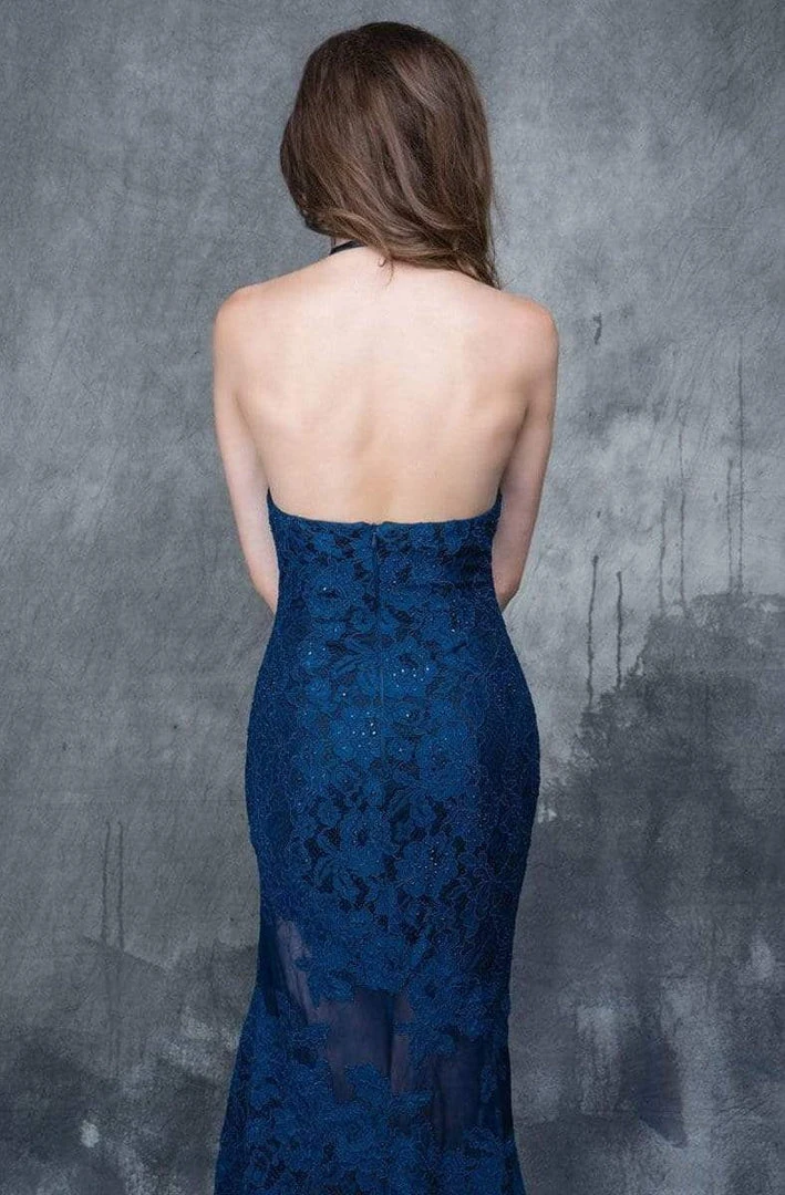 Nina Canacci - 2141 Lace Illusion Panel Sheath Gown Formal Gowns 4 Nina Canacci - 2141 Lace Illusion Panel Sheath Gown Formal Gowns