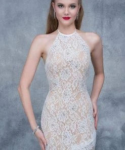 Nina Canacci - 2141 Lace Illusion Panel Sheath Gown Formal Gowns 21 Nina Canacci - 2141 Lace Illusion Panel Sheath Gown Formal Gowns