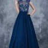 Formal Gowns Nina Canacci - 2145 Cap Sleeve Floral Appliqued Evening Gown