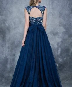Formal Gowns Nina Canacci - 2145 Cap Sleeve Floral Appliqued Evening Gown