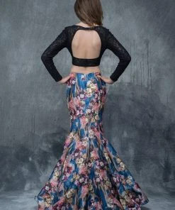 Nina Canacci - 2173 Two-Piece Long Sleeve Contrast Evening Dress Formal Gowns