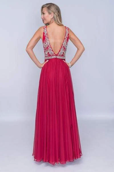 Nina Canacci - 2213 Rhinestone Accented Deep V-neck A-line Dress Formal Gowns 4 Nina Canacci - 2213 Rhinestone Accented Deep V-neck A-line Dress Formal Gowns