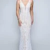 Nina Canacci - 2236 Lattice Sequined Plunging Sheath Gown 1 Nina Canacci - 2236 Lattice Sequined Plunging Sheath Gown