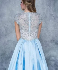 Nina Canacci - 3129 Embellished Illusion Bateau Pleated Ballgown Formal Gowns