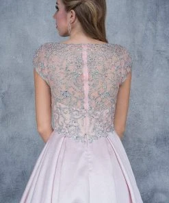 Nina Canacci - 3129 Embellished Illusion Bateau Pleated Ballgown Formal Gowns