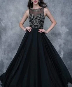 Nina Canacci - 3130 Jeweled Illusion Jewel A-line Dress Formal Gowns