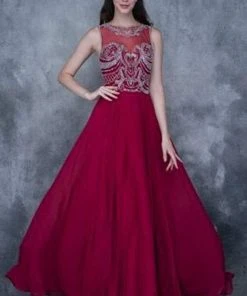 Nina Canacci - 3130 Jeweled Illusion Jewel A-line Dress Formal Gowns