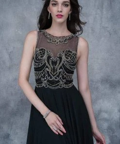 Nina Canacci - 3130 Jeweled Illusion Jewel A-line Dress Formal Gowns