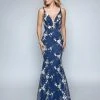 Nina Canacci - 3150 Floral Embroidered Deep V-neck Trumpet Dress Formal Gowns 2 Nina Canacci - 3150 Floral Embroidered Deep V-neck Trumpet Dress Formal Gowns