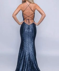 Formal Gowns Nina Canacci - 3152 Plunging Crisscrossed Back Glitter Gown 14 Formal Gowns Nina Canacci - 3152 Plunging Crisscrossed Back Glitter Gown