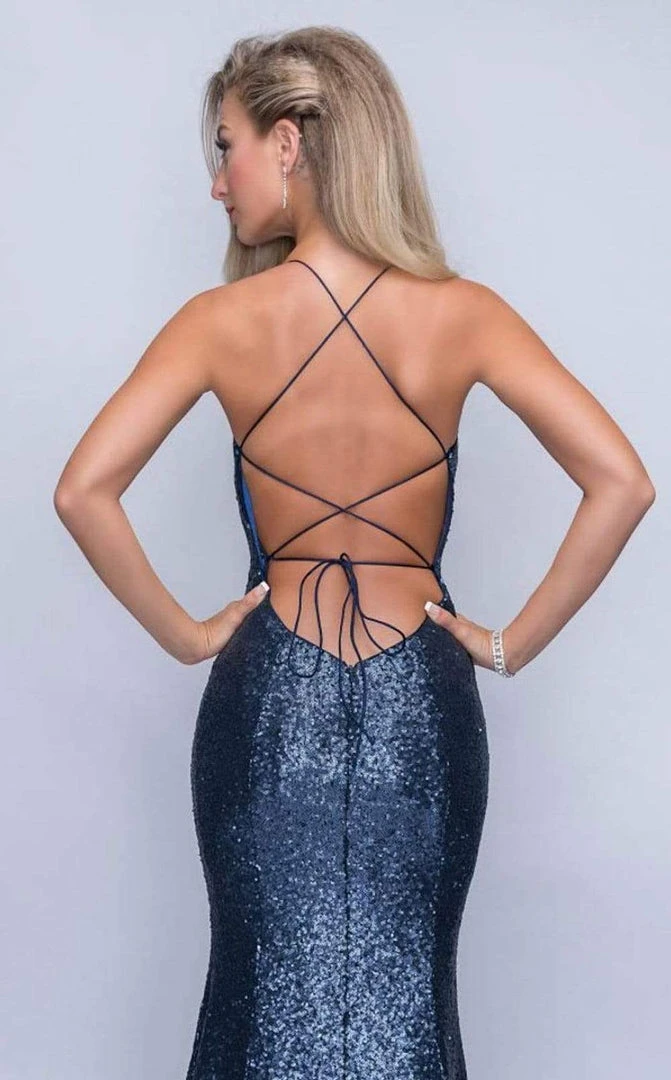 Formal Gowns Nina Canacci - 3152 Plunging Crisscrossed Back Glitter Gown 8 Formal Gowns Nina Canacci - 3152 Plunging Crisscrossed Back Glitter Gown