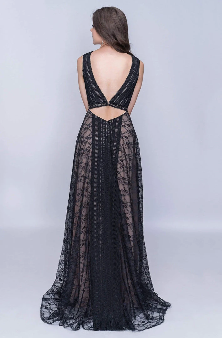Nina Canacci - 5132 Lace Deep V-neck A-line Dress With Train Formal Gowns 4 Nina Canacci - 5132 Lace Deep V-neck A-line Dress With Train Formal Gowns