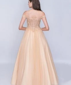 Nina Canacci - 6027 Lace Plunging Off-Shoulder Ballgown Formal Gowns