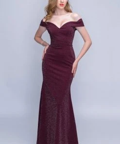 Nina Canacci - 6503 Fitted Off-Shoulder Evening Dress