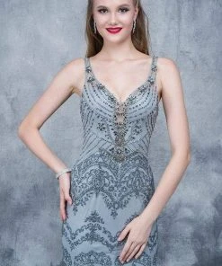 Formal Gowns Nina Canacci - 8142 Jeweled V-neck Mermaid Dress