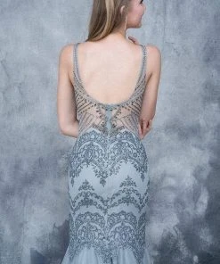 Formal Gowns Nina Canacci - 8142 Jeweled V-neck Mermaid Dress