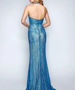 Nina Canacci - 8144 Embellished Halter Sheath Dress With Train Formal Gowns 5 Nina Canacci - 8144 Embellished Halter Sheath Dress With Train Formal Gowns