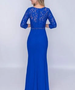 Nina Canacci - Fitted V-Neck Lace Evening Dress M301 - 1 Pc Royal In Size 14 Available 5 Nina Canacci - Fitted V-Neck Lace Evening Dress M301 - 1 Pc Royal In Size 14 Available