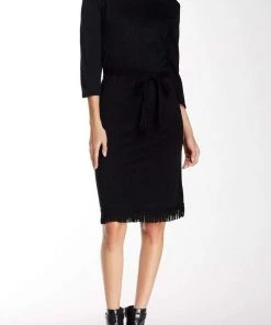 Nina Leonard - L24631 Fringed Hem Dress 11 Nina Leonard - L24631 Fringed Hem Dress