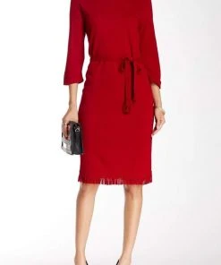 Nina Leonard - L24631 Fringed Hem Dress