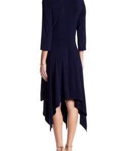 Nina Leonard - L48290BT Quarter Sleeve Flutter Hem Dress