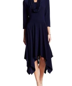 Nina Leonard - L48290BT Quarter Sleeve Flutter Hem Dress