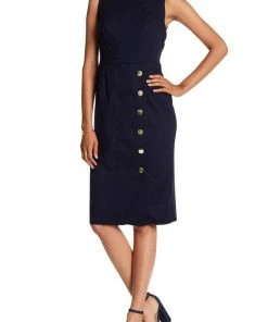 Nina Leonard - L5695A Sleeveless Front Button Sheath Dress Cocktail Dresses