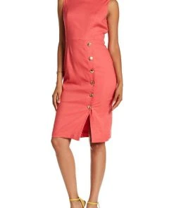 Nina Leonard - L5695A Sleeveless Front Button Sheath Dress Cocktail Dresses
