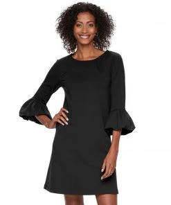 Nina Leonard - L6832B Balloon Hem Quarter Length Sleeve Shift Dress