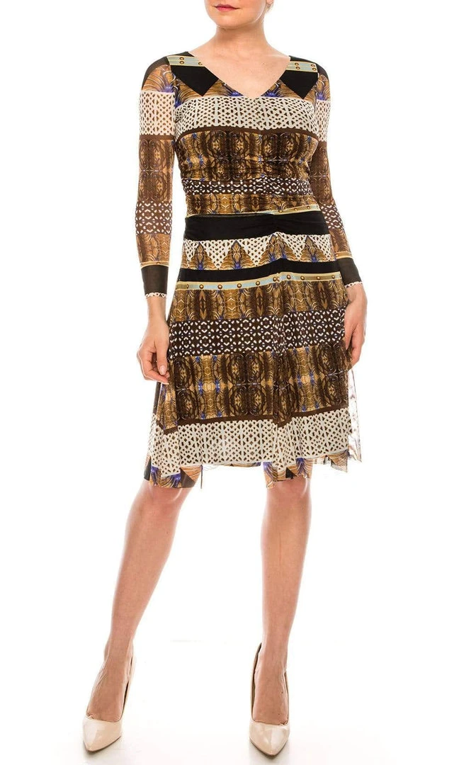 Nine West - 10571282-X51 V-Neck Fitted A-Line Dress Plus Size Dresses 3 Nine West - 10571282-X51 V-Neck Fitted A-Line Dress Plus Size Dresses