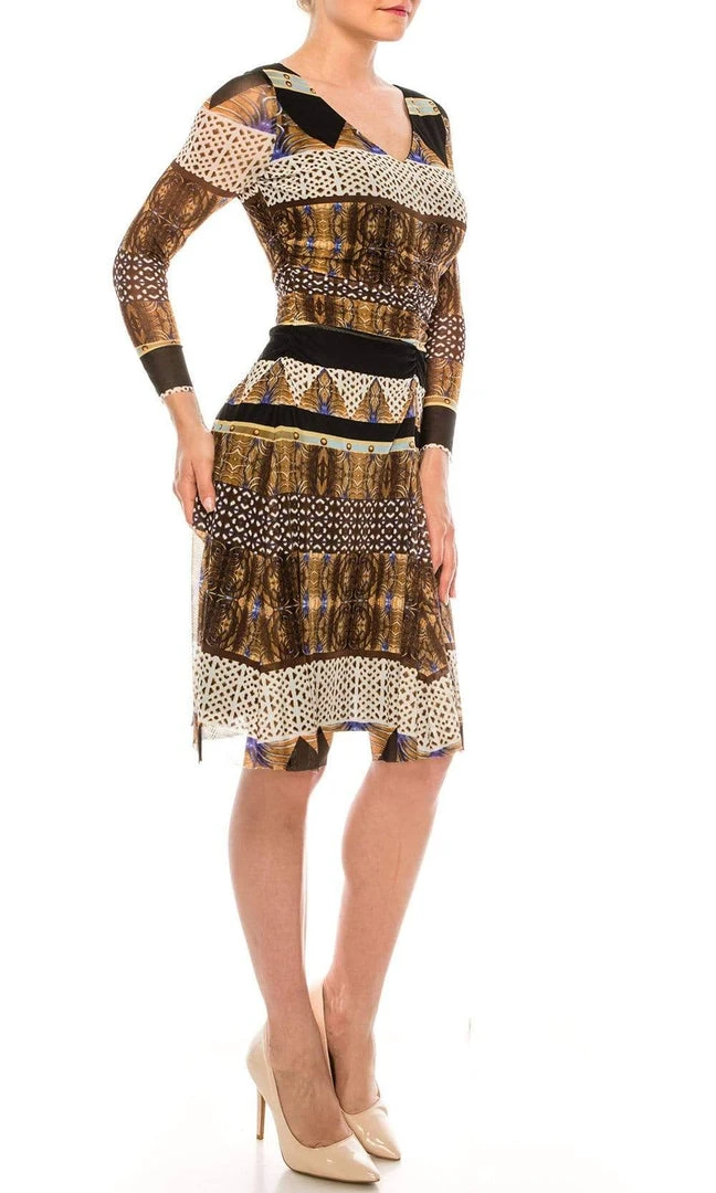 Nine West - 10571282-X51 V-Neck Fitted A-Line Dress Plus Size Dresses 6 Nine West - 10571282-X51 V-Neck Fitted A-Line Dress Plus Size Dresses