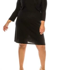 Nine West - 10588902 Two Piece Knit Midi Dress Plus Size Dresses