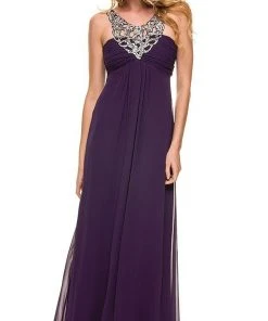 Nox Anabel - 2592 Embellished Scoop Neck Empire Waist Evening Dress Formal Gowns