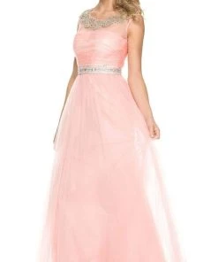 Nox Anabel - 3129 Embellished Bateau A-line Dress