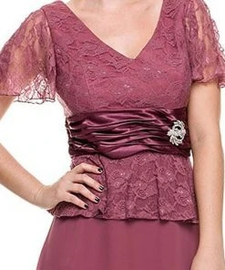 Nox Anabel - 5062 Lace V-Neck A-line Formal Dress