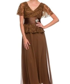 Nox Anabel - 5062 Lace V-Neck A-line Formal Dress