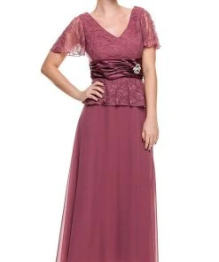 Nox Anabel - 5062 Lace V-Neck A-line Formal Dress