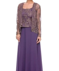 Nox Anabel - 5076 Lace Dress With Sheer Jacket Formal Gowns 10 Nox Anabel - 5076 Lace Dress With Sheer Jacket Formal Gowns