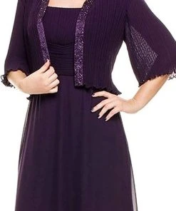 Formal Gowns Nox Anabel - 5099 Ruched Square Neck Dress With Matching Jacket 12 Formal Gowns Nox Anabel - 5099 Ruched Square Neck Dress With Matching Jacket