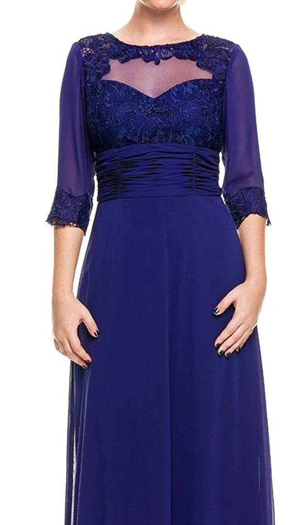 Formal Gowns Nox Anabel - 5101 Quarter Length Sleeve Empire Long Formal Dress 5 Formal Gowns Nox Anabel - 5101 Quarter Length Sleeve Empire Long Formal Dress