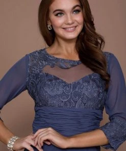 Formal Gowns Nox Anabel - 5101 Quarter Length Sleeve Empire Long Formal Dress 23 Formal Gowns Nox Anabel - 5101 Quarter Length Sleeve Empire Long Formal Dress