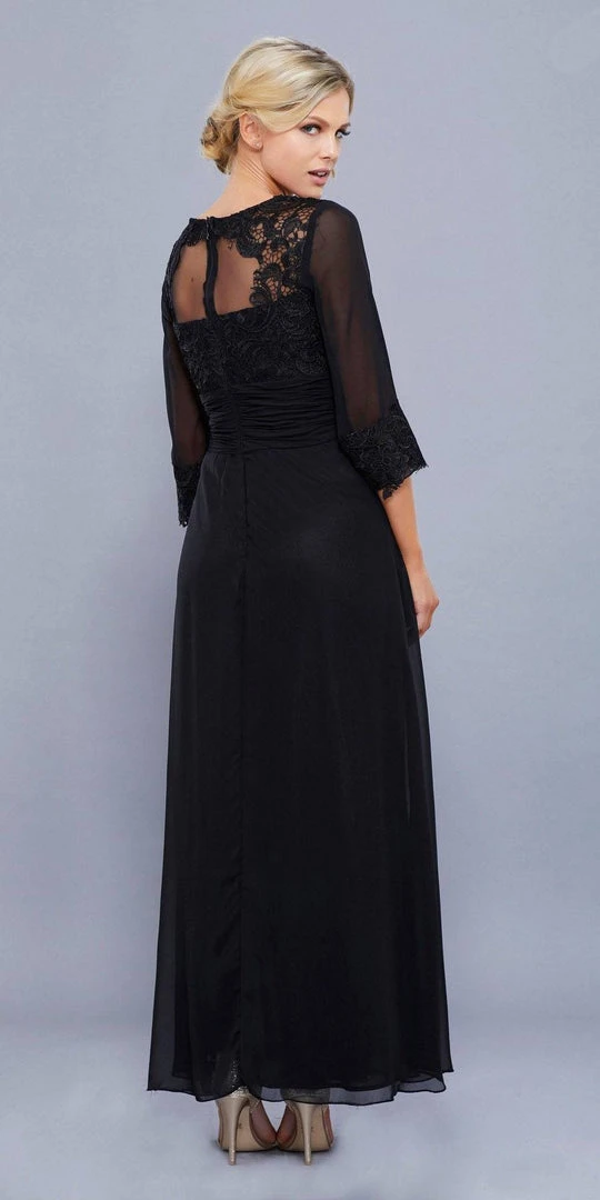 Formal Gowns Nox Anabel - 5101 Quarter Length Sleeve Empire Long Formal Dress 9 Formal Gowns Nox Anabel - 5101 Quarter Length Sleeve Empire Long Formal Dress