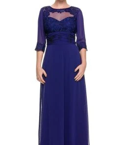 Formal Gowns Nox Anabel - 5101 Quarter Length Sleeve Empire Long Formal Dress
