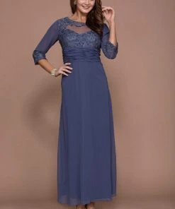 Formal Gowns Nox Anabel - 5101 Quarter Length Sleeve Empire Long Formal Dress 21 Formal Gowns Nox Anabel - 5101 Quarter Length Sleeve Empire Long Formal Dress