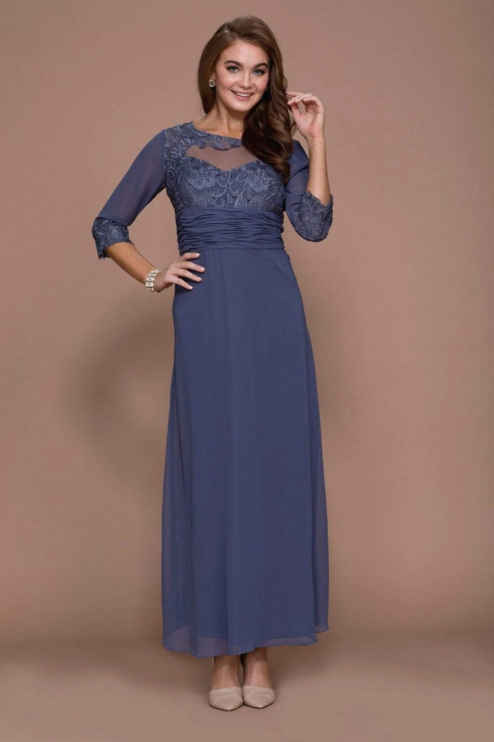 Formal Gowns Nox Anabel - 5101 Quarter Length Sleeve Empire Long Formal Dress 11 Formal Gowns Nox Anabel - 5101 Quarter Length Sleeve Empire Long Formal Dress