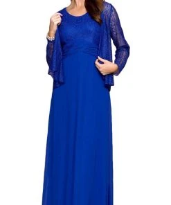 Nox Anabel - 5138 Lace Scoop Neck A-line Dress Formal Gowns