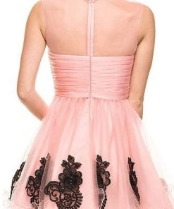 Nox Anabel - 6037 Ruched Illusion Neck Dress Cocktail Dresses