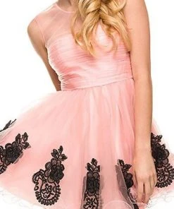 Nox Anabel - 6037 Ruched Illusion Neck Dress Cocktail Dresses