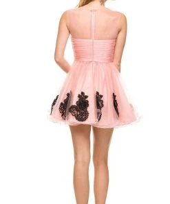 Nox Anabel - 6037 Ruched Illusion Neck Dress Cocktail Dresses